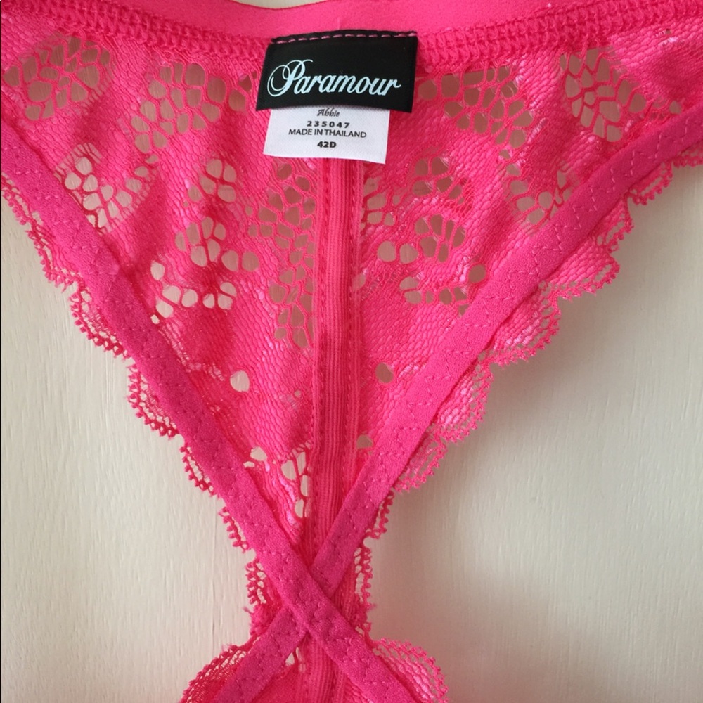 Hot Pink Lacey Razorback Front Clasp Bra - Picture 2 of 4